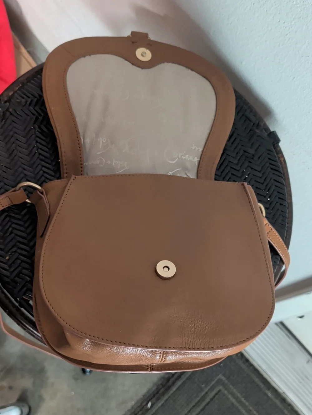 Foley Corinna La Trenza Saddle Bag Flap Leather Crossbody Bag